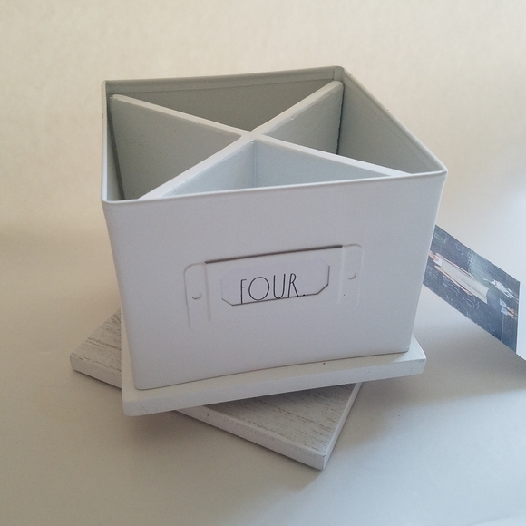 Rae Dunn Square 4 Swivel Desk Organizer White - Picture 2 of 6